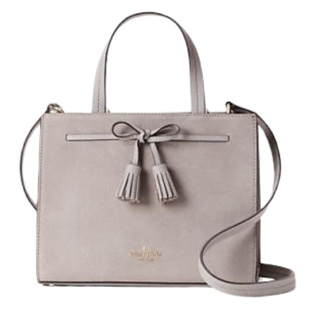 Kate Spade New York gray HAYES SUEDE SMALL SATCHEL crossbody bag